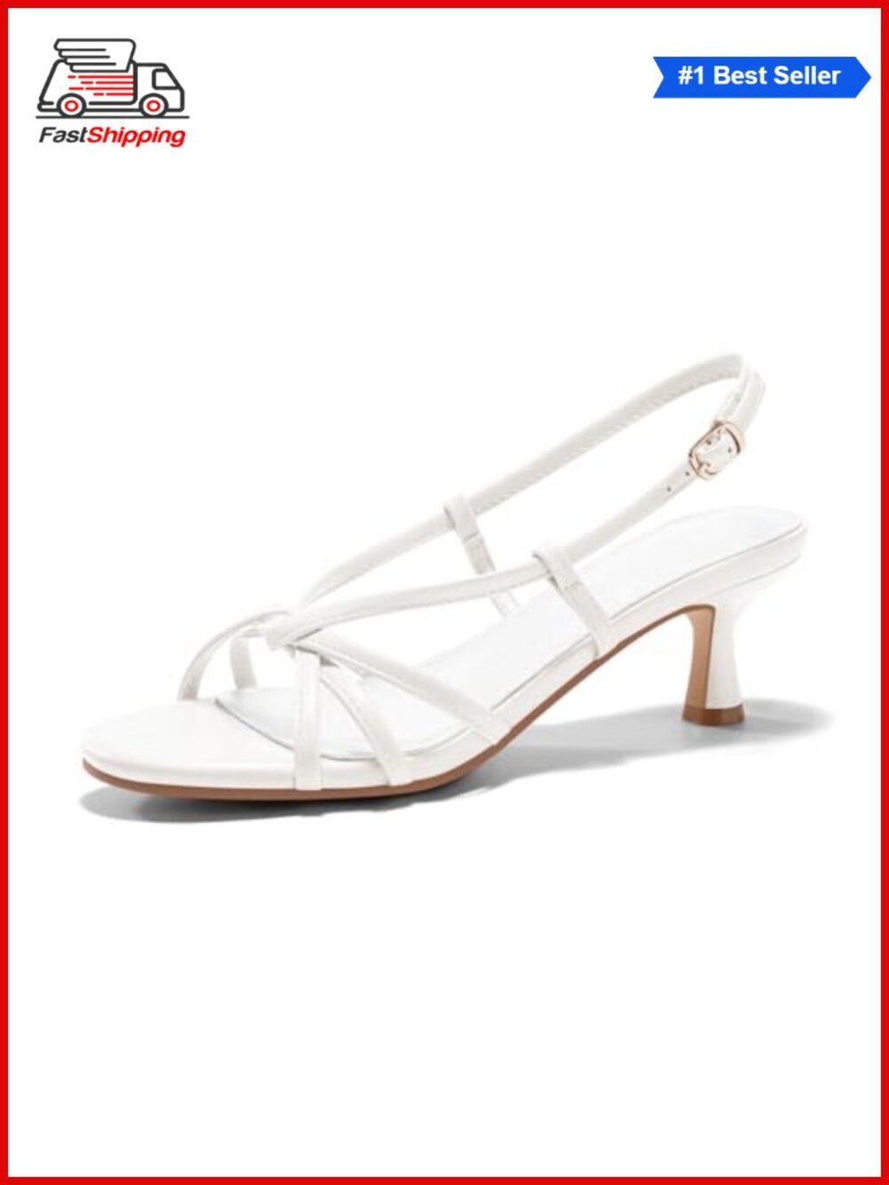 ✨ Coutgo Womens Strappy Sandals Slingback Kitten Low Heels Open Toe Buckle